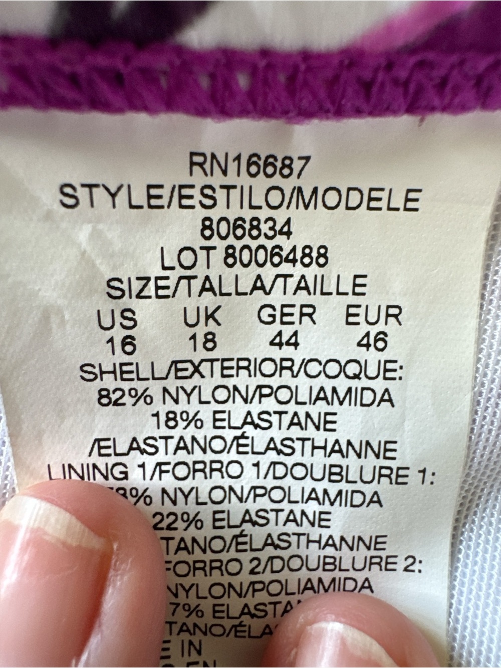 Swim Solutions Women’s Printed Nylon Tankini Swim Top White Magenta Size 16 NWT - Picture 8 of 9